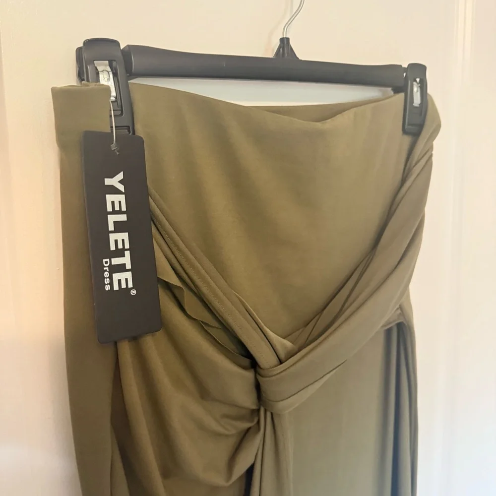 Yelete Khaki Midi Skirt for Women - Picture 4 of 7